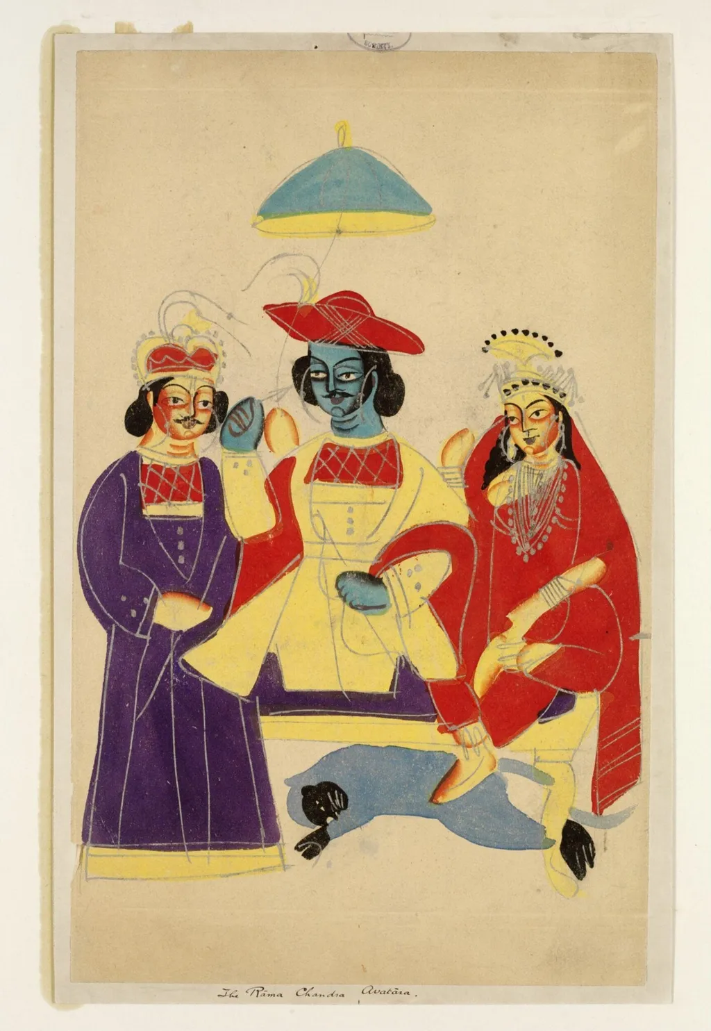 Rama, Sita, Hanuman and Lakshmana, by Unknown, paint, 1885