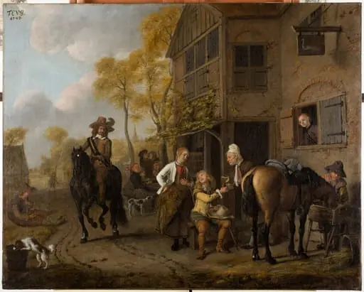 Rast vor der Schenke, by Unknown