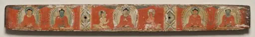 Ratnasambhava, Akshobhya, Vairochana with attendants, Amitabha, and Amoghasiddhi, Top cover, from a Manuscript of the Perfection of Wisdom in Eight Thousand Lines (Ashtasahasrika Prajnaparamita-sutra), by Unknown