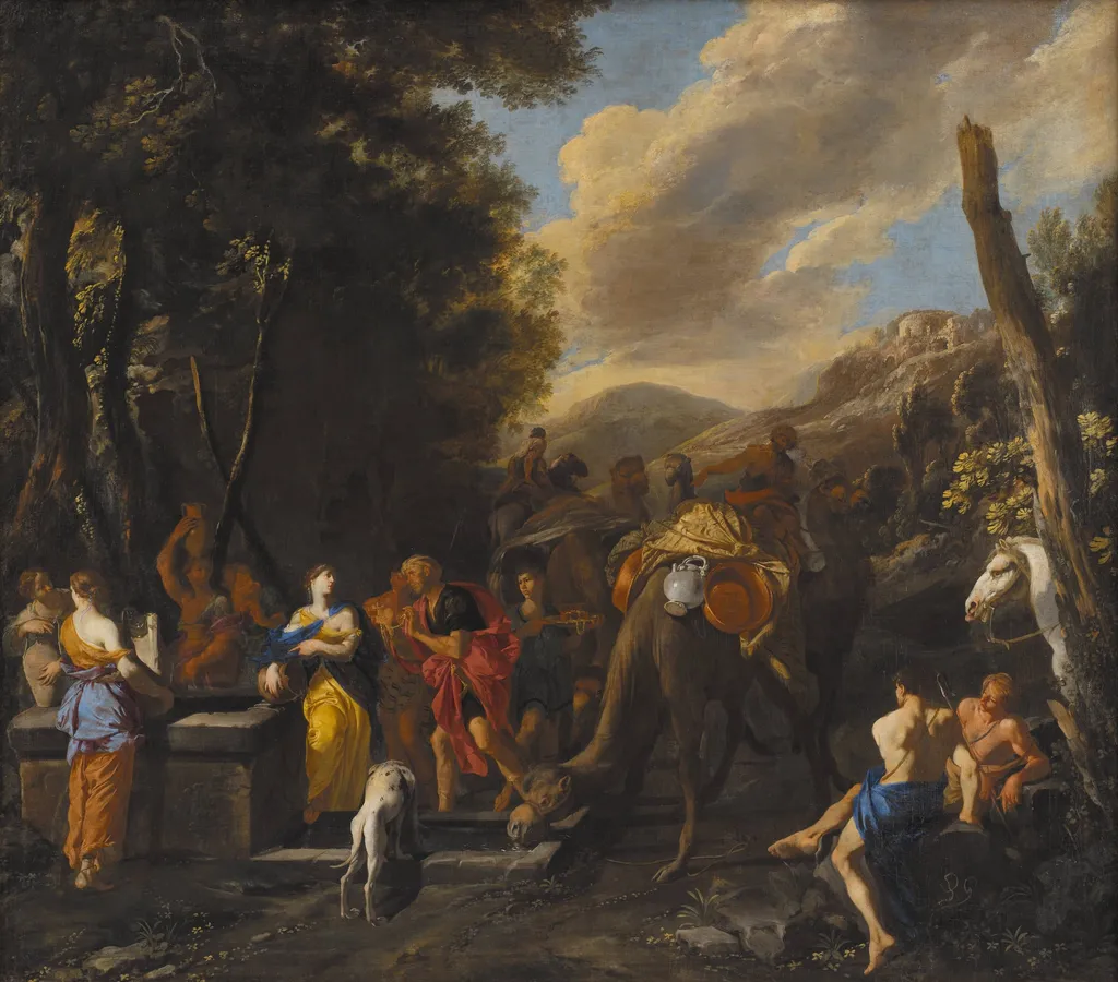 Rebecca and Eliezer at the Well, by Unknown, 1653