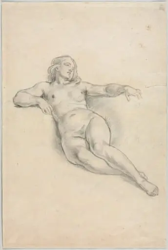 Reclining Female Nude (recto), by Unknown