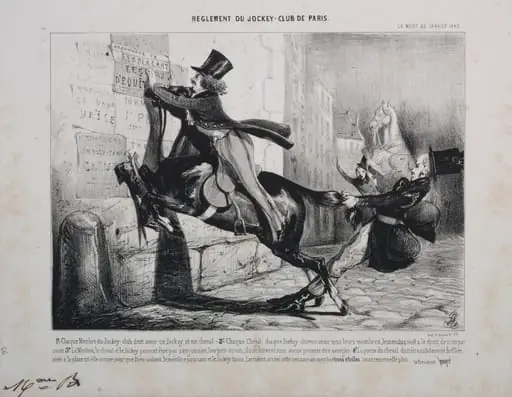Réglement du Jockey Club de Paris: Chaque membre du Jockey Club doit avoir un Jockey, et un cheval..., by Unknown