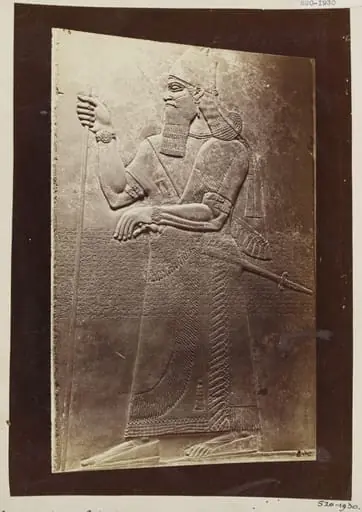 Relief depicting Assyring King Ashur-Nasir-Pal II (885-860 B.C.), Louvre, Paris, by Unknown