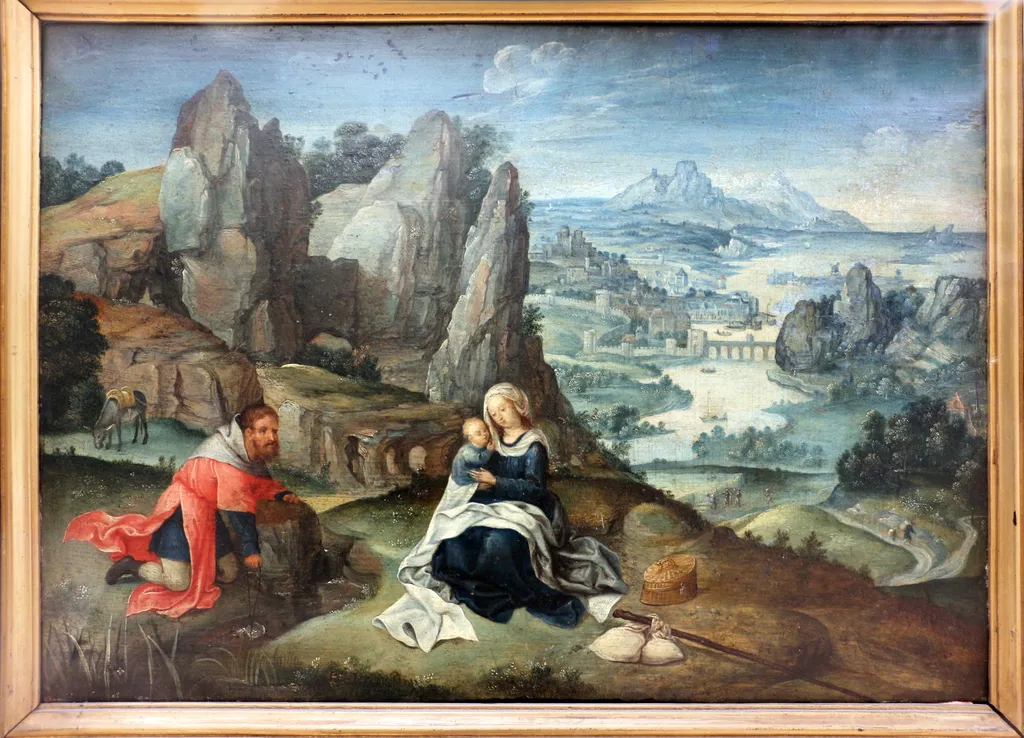 Rest on the Flight into Egypt, by Unknown, oil, 1524