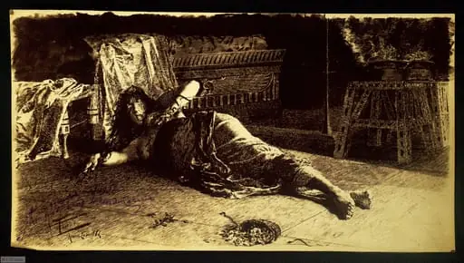 [Retrato de mujer al pie de su lecho], by Unknown