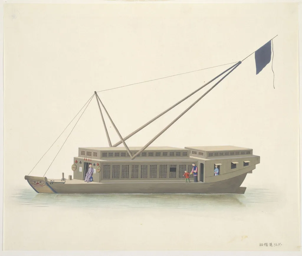 Rice Boat From Outside the River, by Unknown, paint, 1810