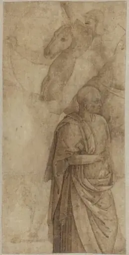 Rider and Standing Draped Man, after the Antique [verso], by Unknown