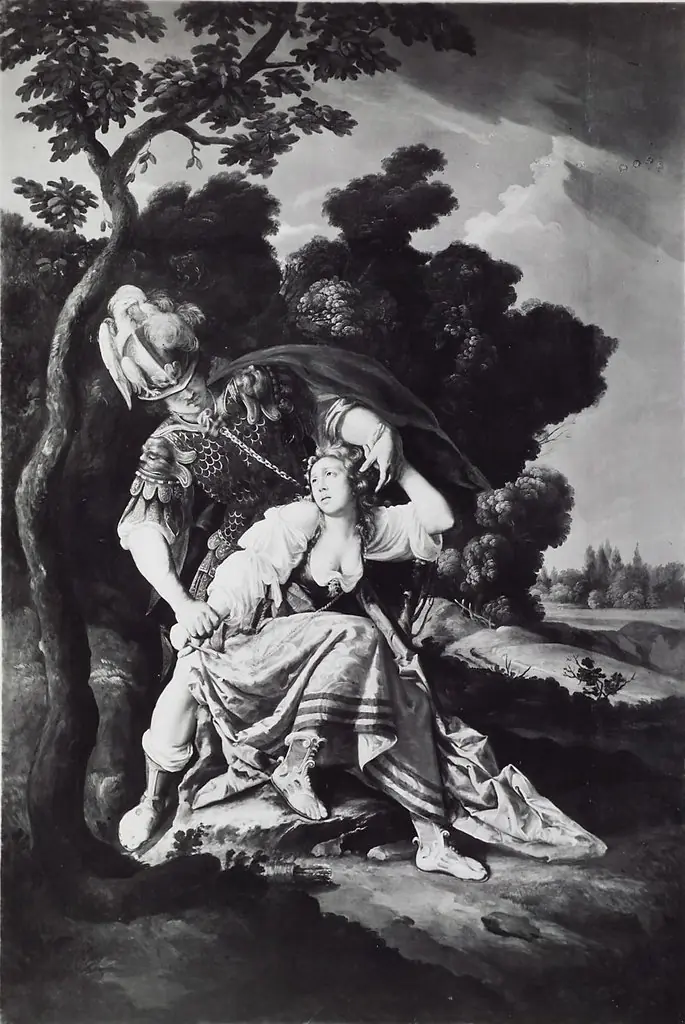 Rinaldo entwaffnet Armida, by Unknown