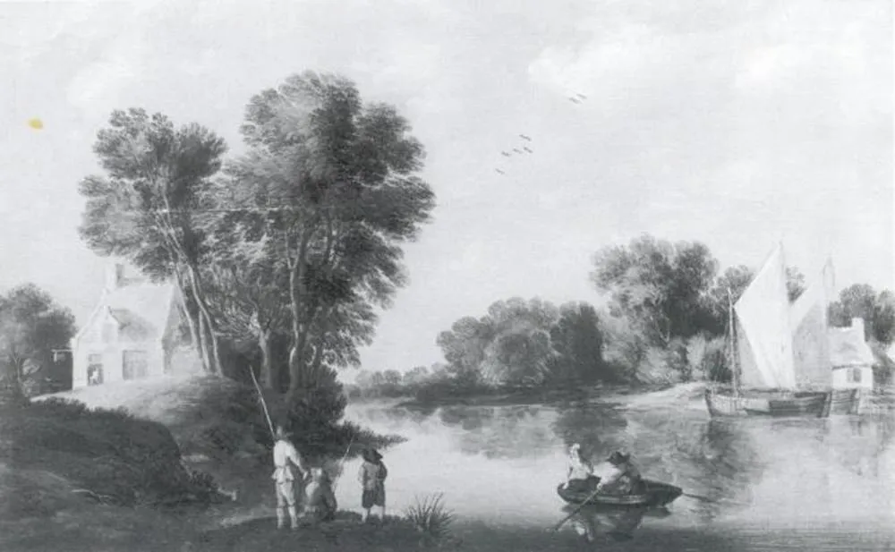 River Landscape, by Unknown, oil, 1670