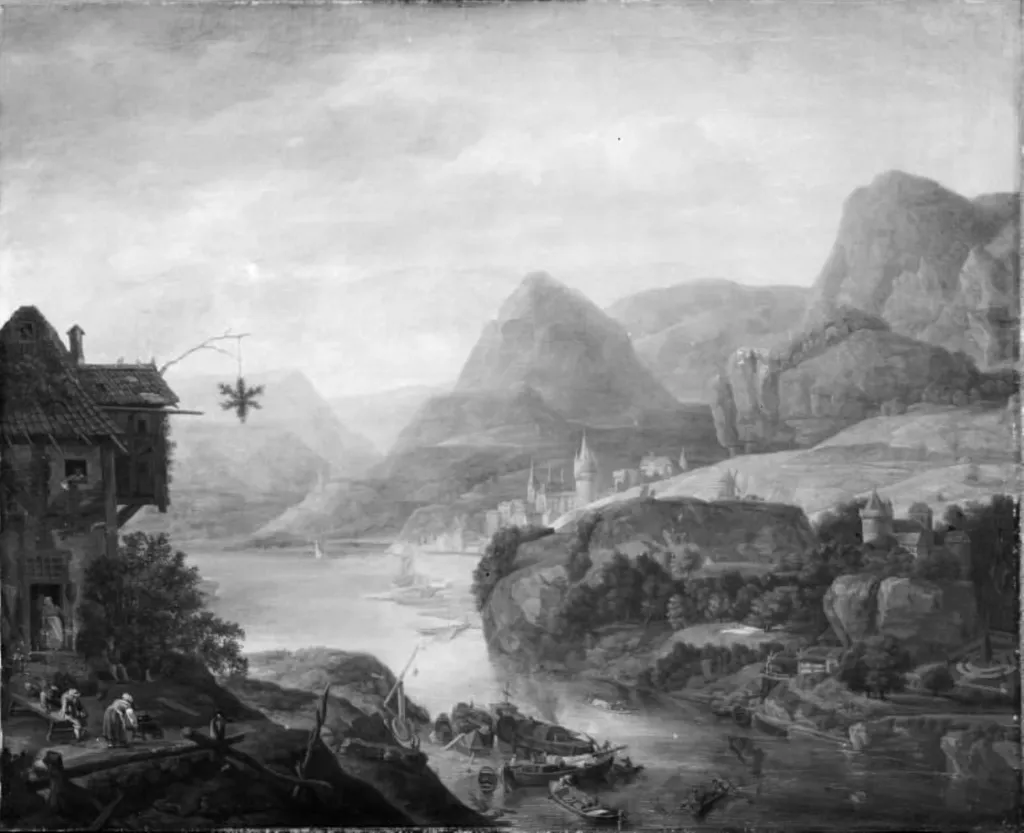 River Landscape, by Unknown, unspecified, 1750