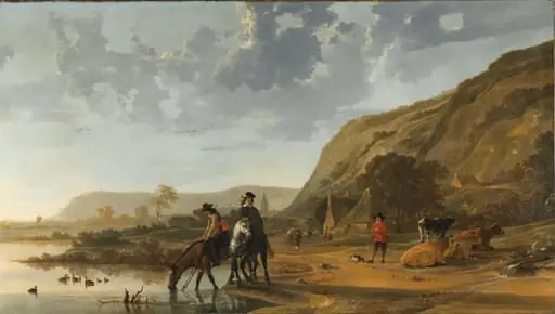 River Landscape with Riders, by Unknown