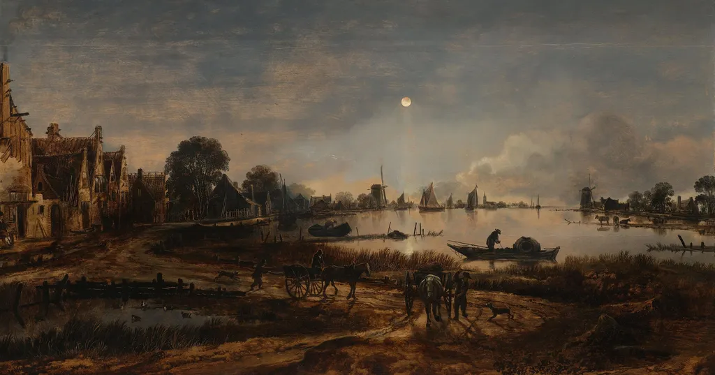 River View by Moonlight, by Unknown, unspecified, 1650