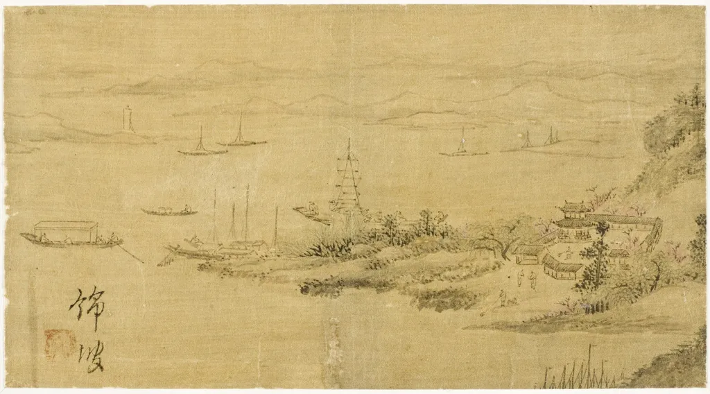 River Village at Dusk, by Unknown, unspecified, 1750