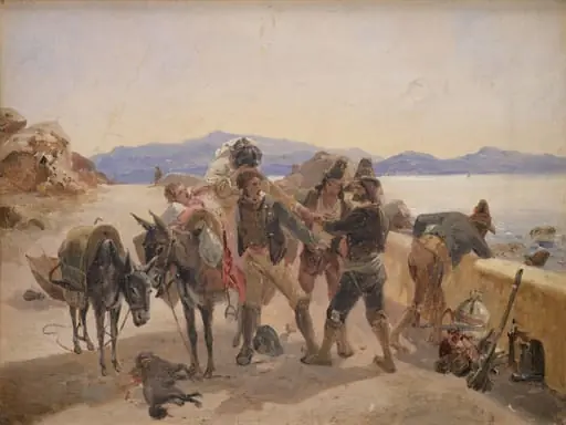 Robbers Attacking Travellers, by Unknown
