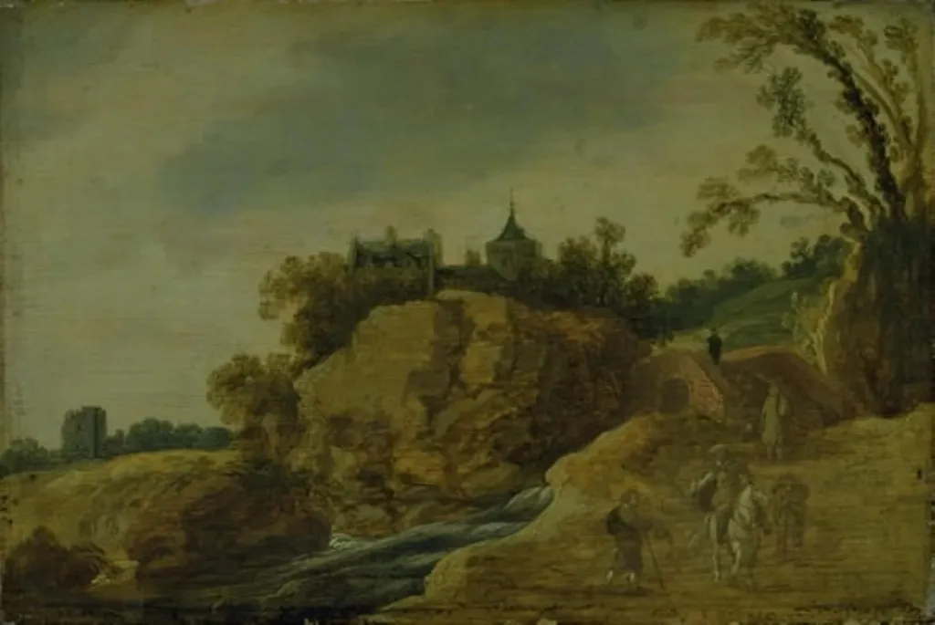 Rocky Landscape with a Castle, by Unknown, unspecified, 1630