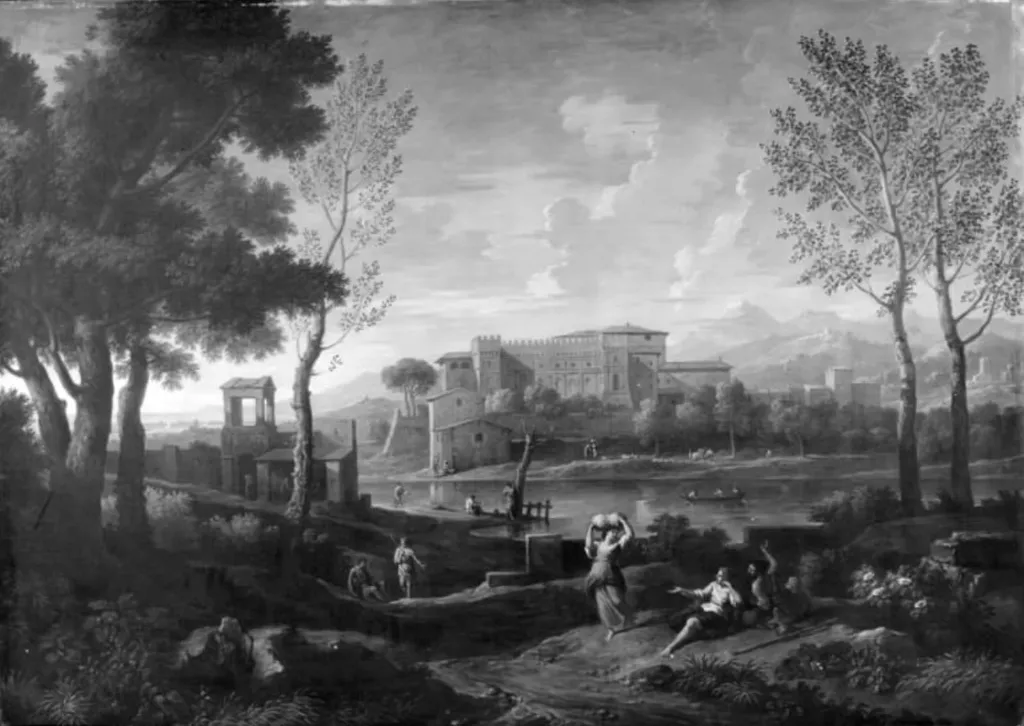 Roman Landscape with the Tiber and the Casino Belvedere, by Unknown, unspecified, 1750