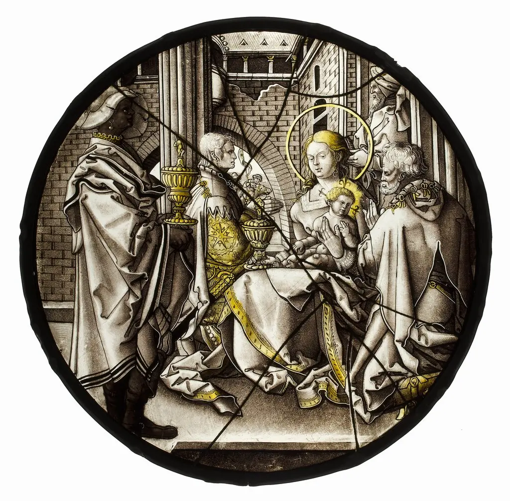 Roundel with Adoration of the Magi, by Unknown, 1535