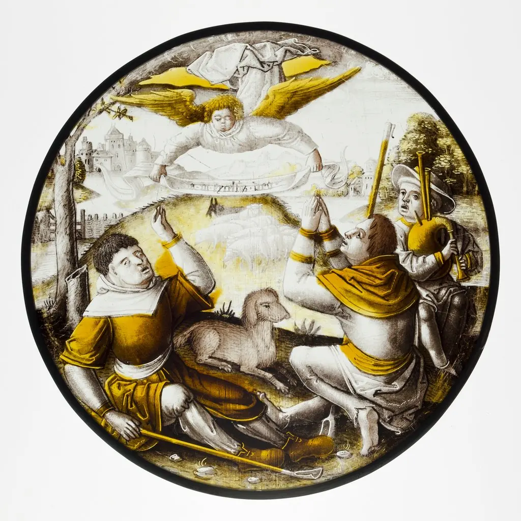 Roundel with Annunciation to the Shepherds, by Unknown, 1505