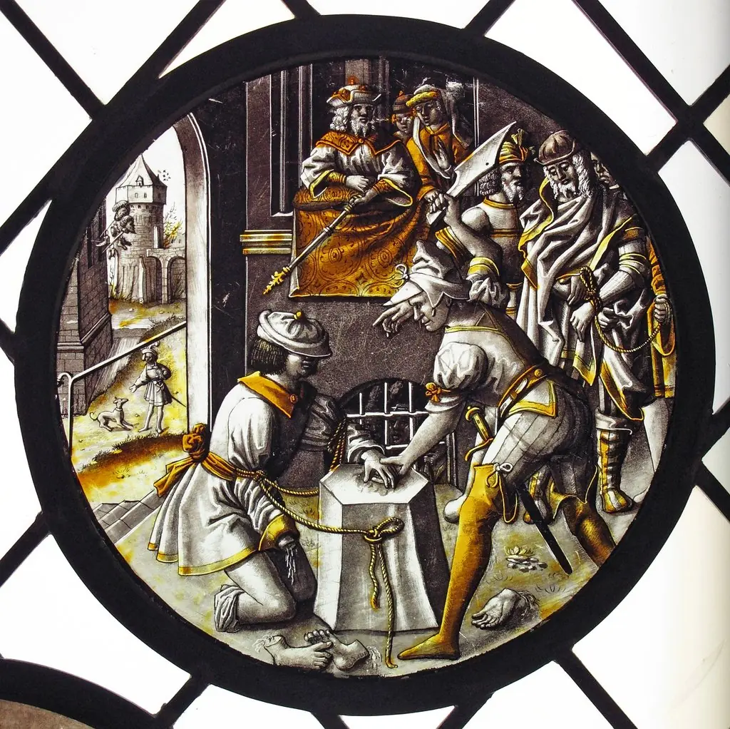 Roundel with Martyrdom of Saint Jacobus Intercisus, by Unknown, 1520