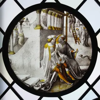 Roundel with Mordecai Overhearing the Conspirators, by Unknown, 1515