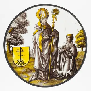 Roundel with Saint Basil the Great with a Donor, by Unknown, 1515