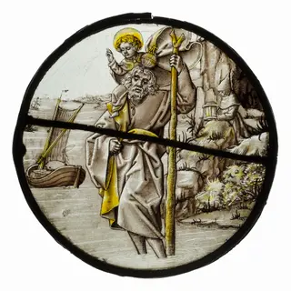 Roundel with Saint Christopher, by Unknown, 1530