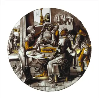 Roundel with Sorgheloos ("Carefree") with Easy Fortune, by Unknown, 1520