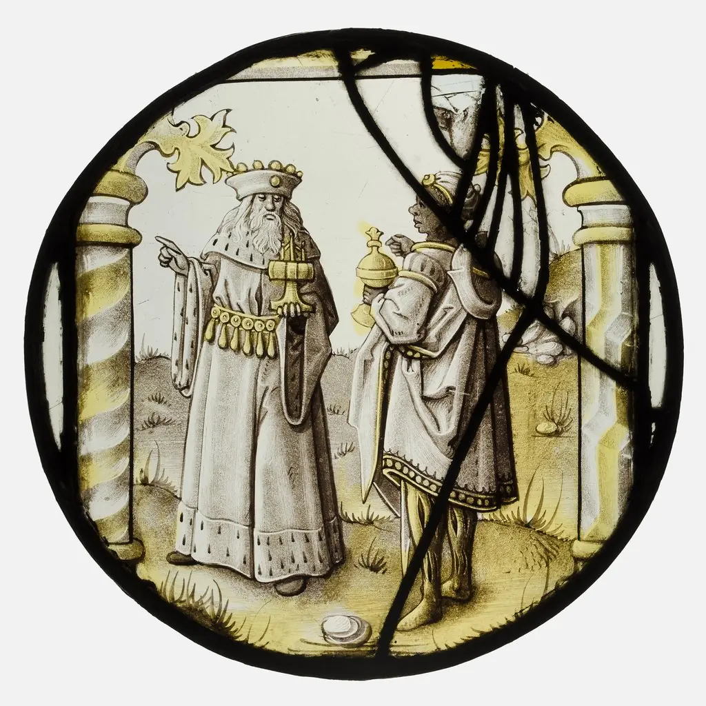 Roundel with two Kings from an Adoration Group, by Unknown, 1505