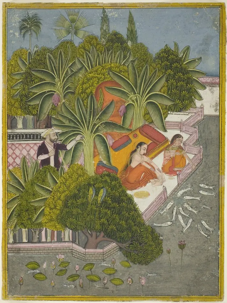 Royal Women Feeding Fish, by Unknown