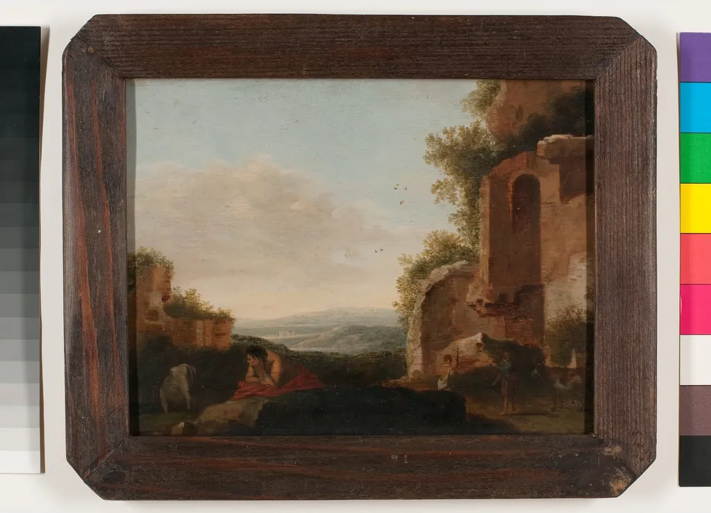 Ruinenlandschaft mit Hirten, by Unknown, 1850