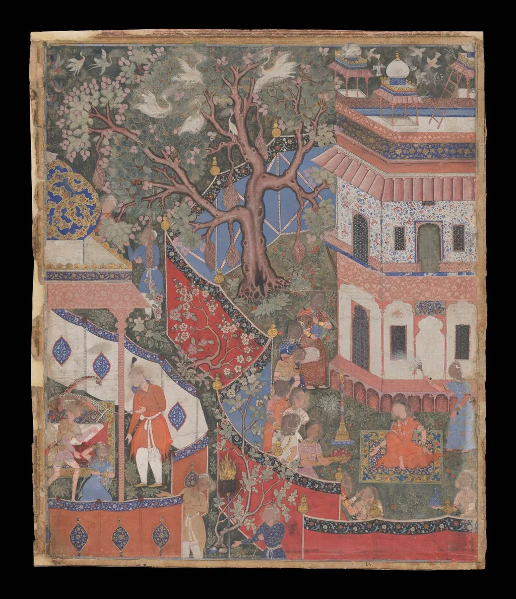 Rustam and Mihrafroz prepare for their wedding, by Unknown, paint, 1570