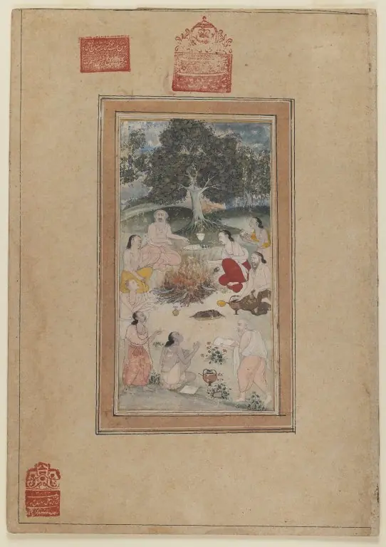 Sadhus Gathered Around a Fire, by Unknown