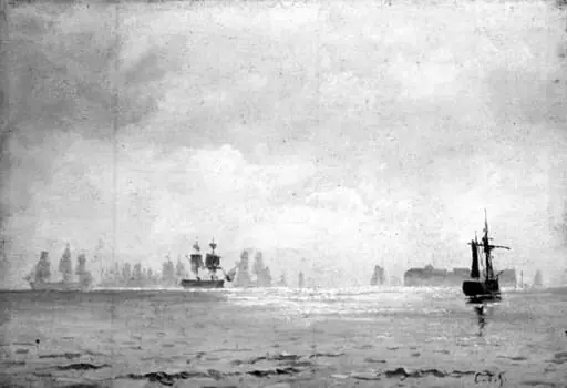 Sailing Ships in Misty Weather, by Unknown