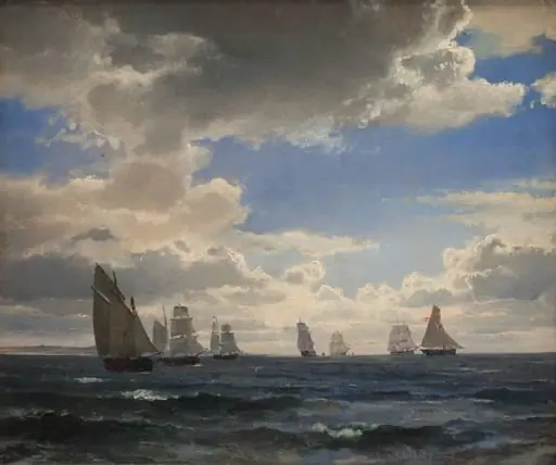 Sailing Ships in the Sound south of Kronborg, by Unknown