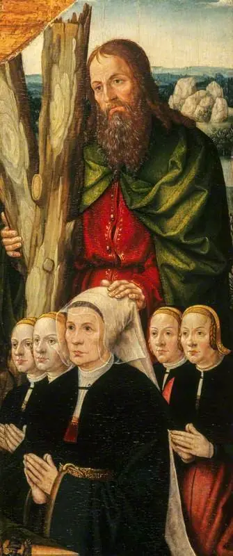 Saint Andrew with the Donor's Wife and Daughters, by Unknown