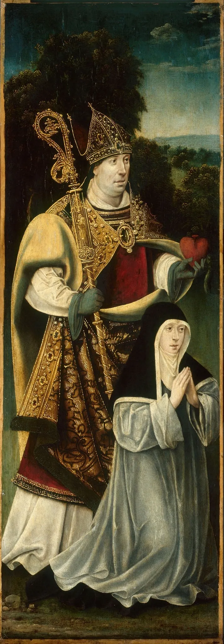 Saint Augustine and an Augustinian Canoness, by Unknown, oil, 1537