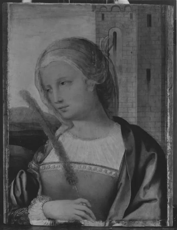 Saint Barbara (exterior: fragment of an Annunciation), by Unknown