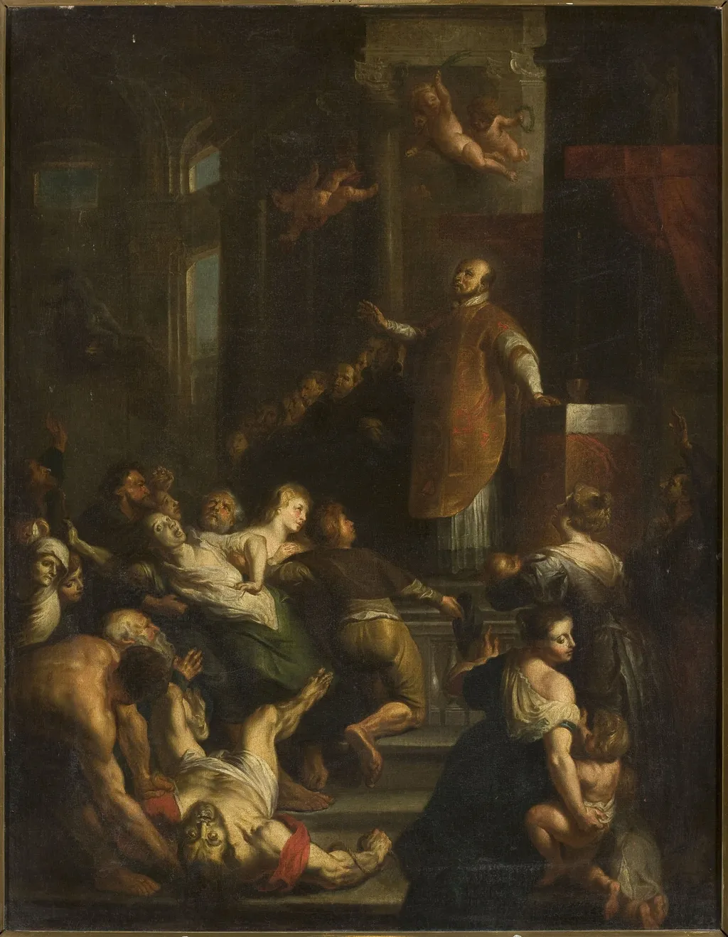 Saint before an altar, by Unknown, oil, 1800
