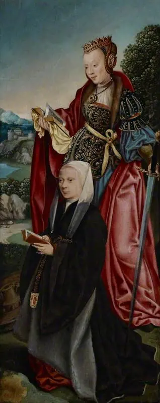 Saint Catherine and the Donor's Wife, by Unknown