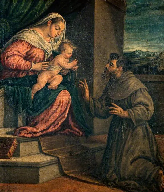 Saint Francis Kneeling before the Virgin and Child, by Unknown