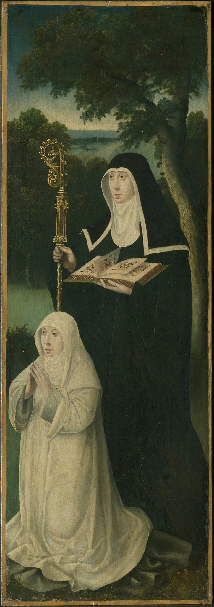 Saint Gertrude of Nivelles and an Augustinian Canoness, by Unknown, oil, 1537