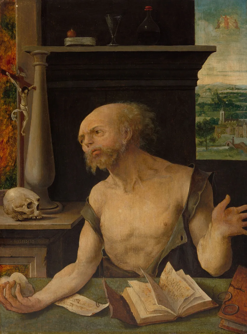 Saint Jerome in Penitence, by Unknown, unspecified, 1527