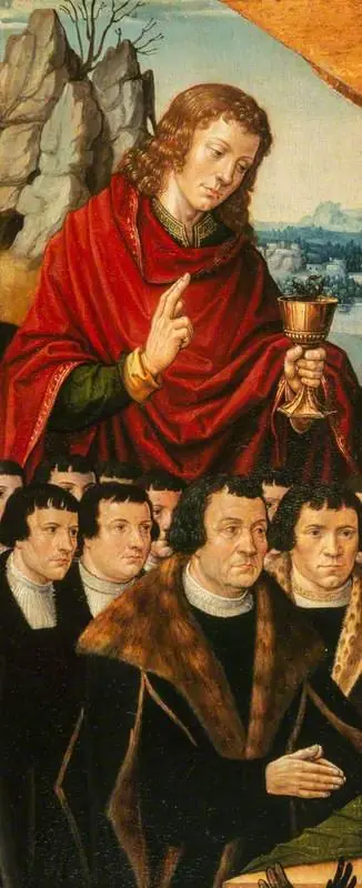 Saint John with a Donor and his Sons, by Unknown
