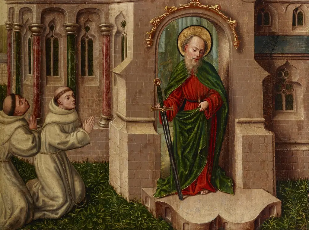 Saint Paul with Monks in Front of the Church of San Paolo fuori le Mura in Rome, by Unknown