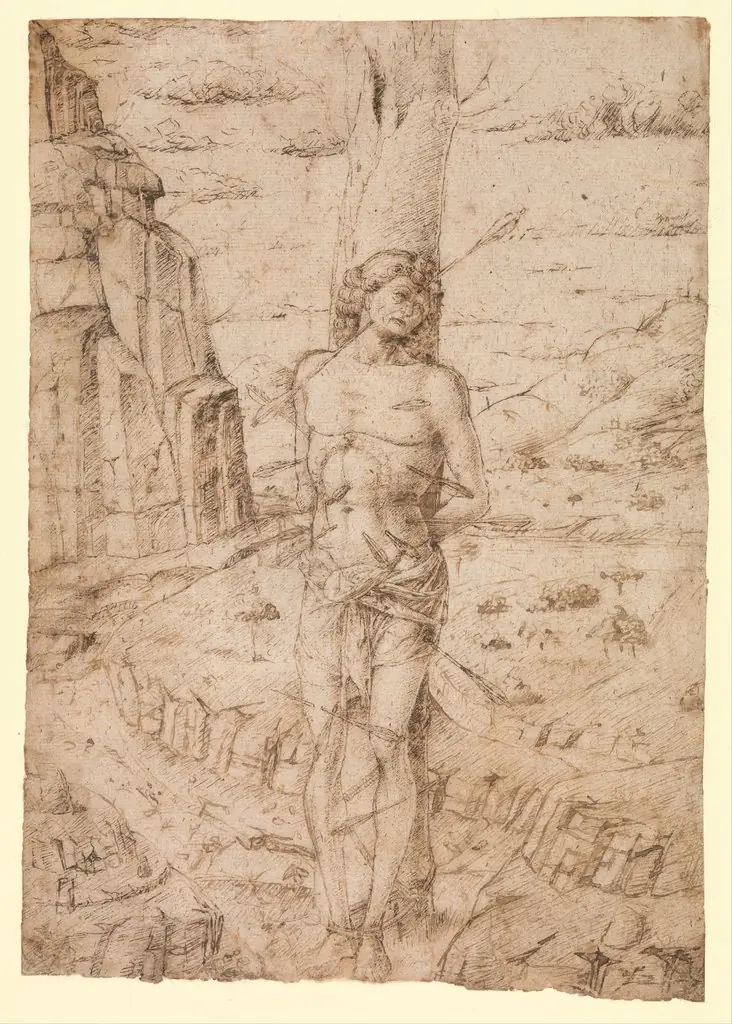 Saint Sebastian in a Landscape, by Unknown