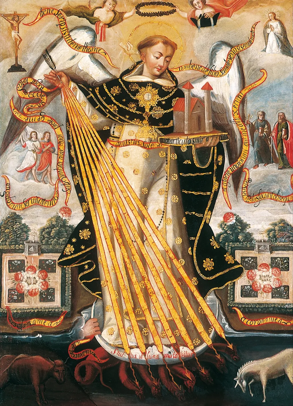 Saint Thomas Aquinas, Protector of the University of Cusco, by Unknown, oil, 1696