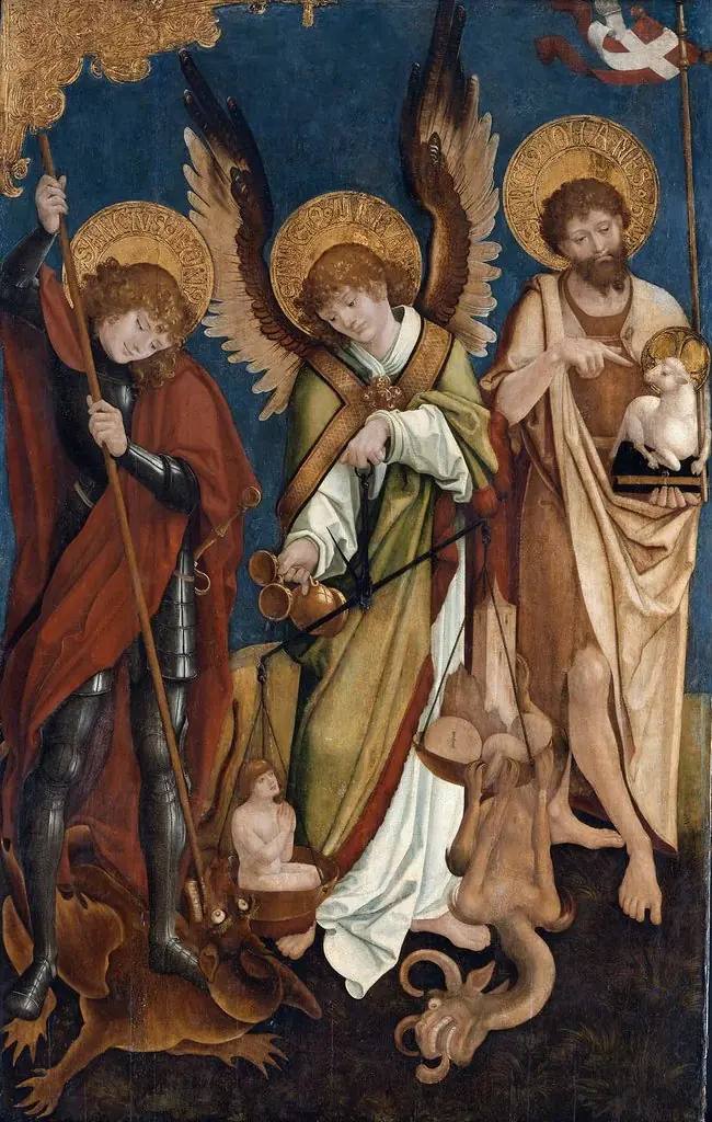 Saints George, Michael, and John the Baptist, by Unknown