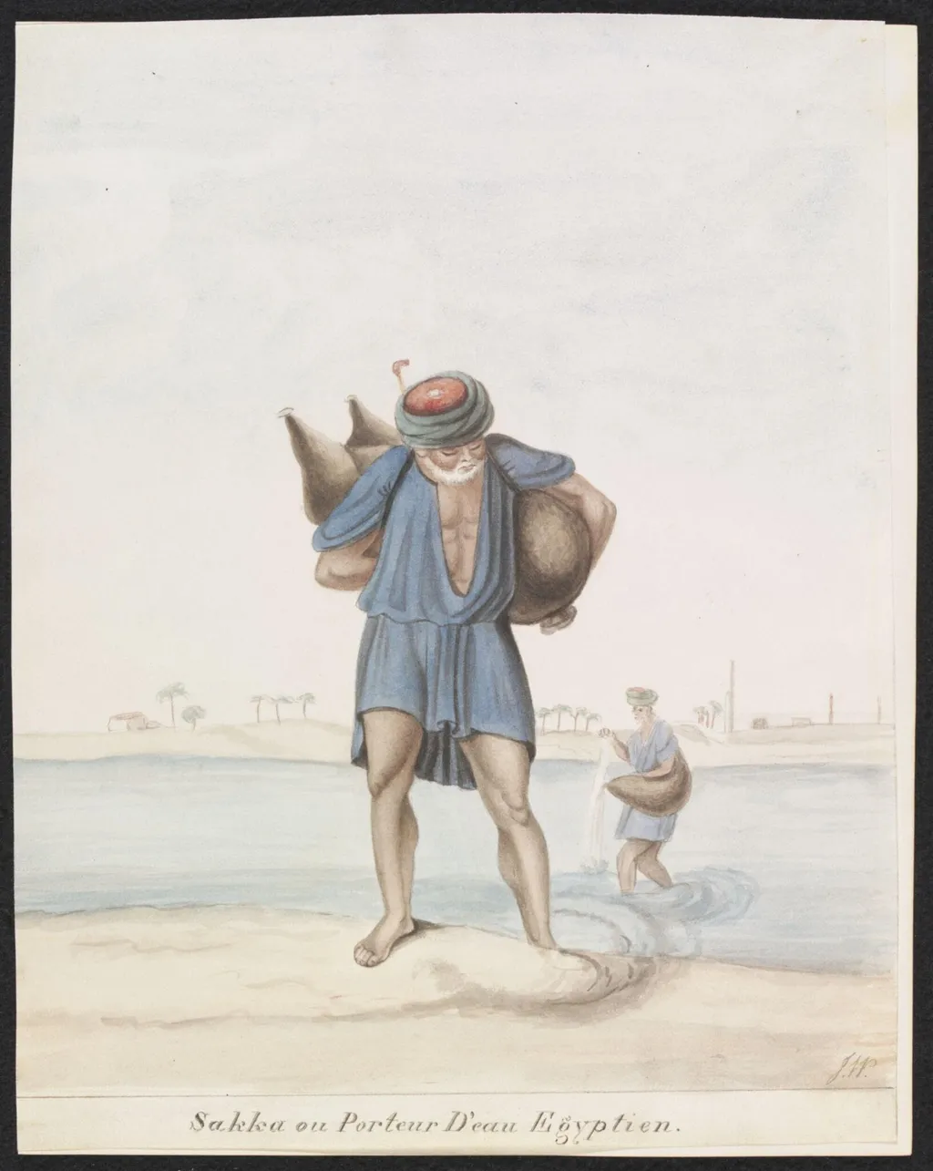 Sakka ou Porteur Deau Egyptien, by Unknown, watercolor, 1825