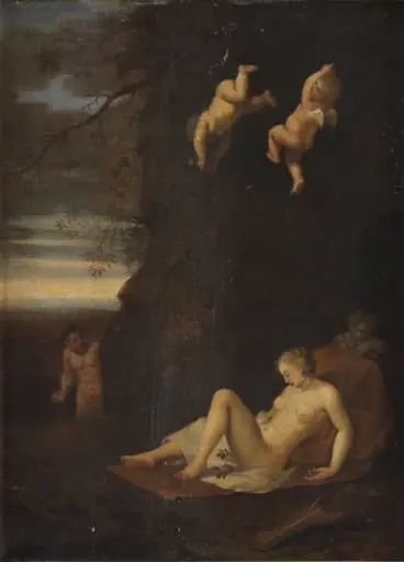 Satyr Spying on Sleeping Nymph, Antiope, by Unknown