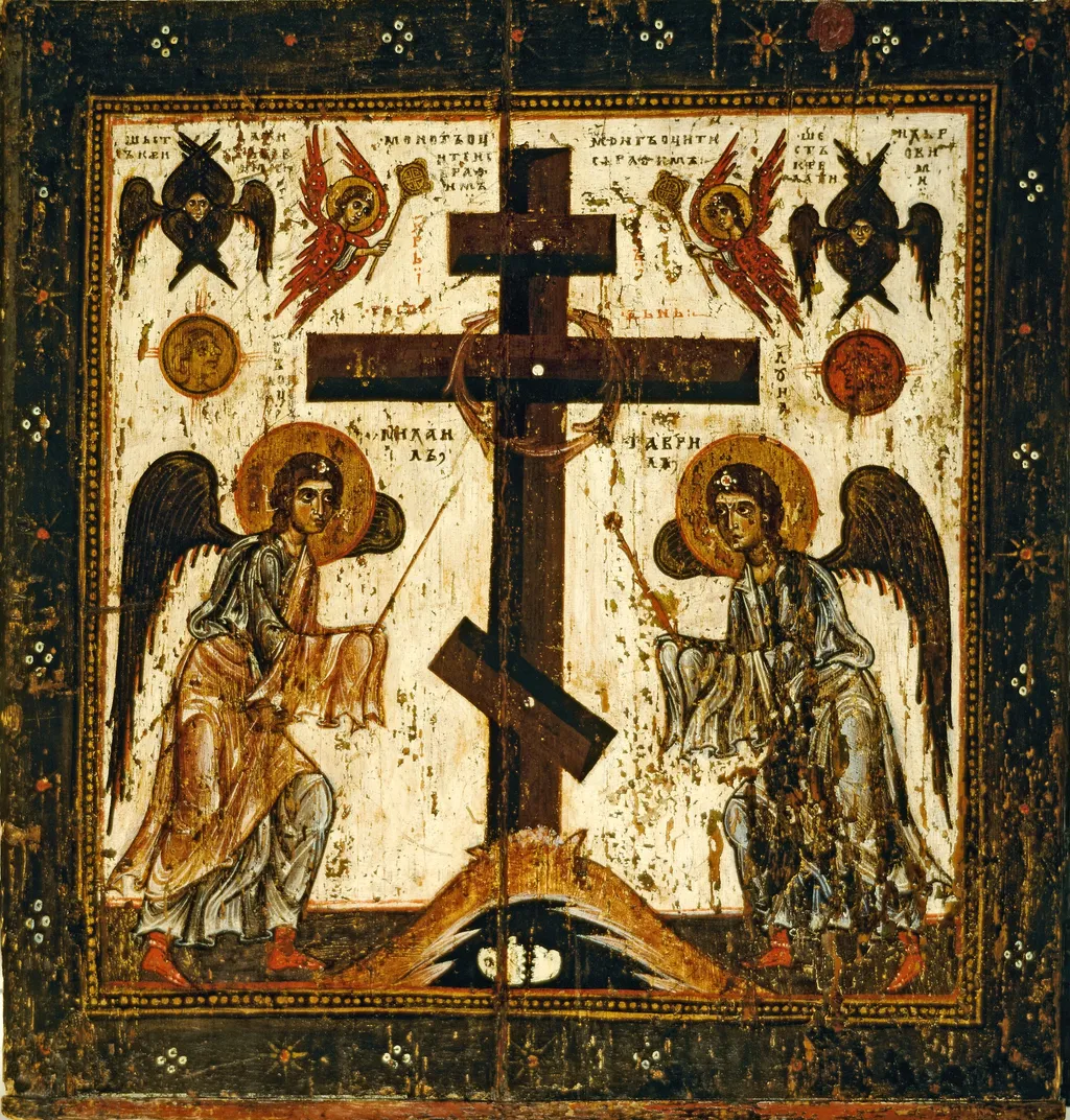Saviour Made Without Hands. The reverse, by Unknown, tempera, 1100